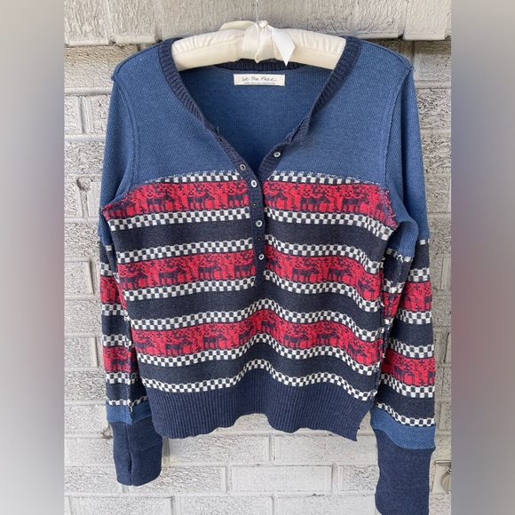 Free People- To The Woods Long Sleeve Henley-L - Picture 1 of 9